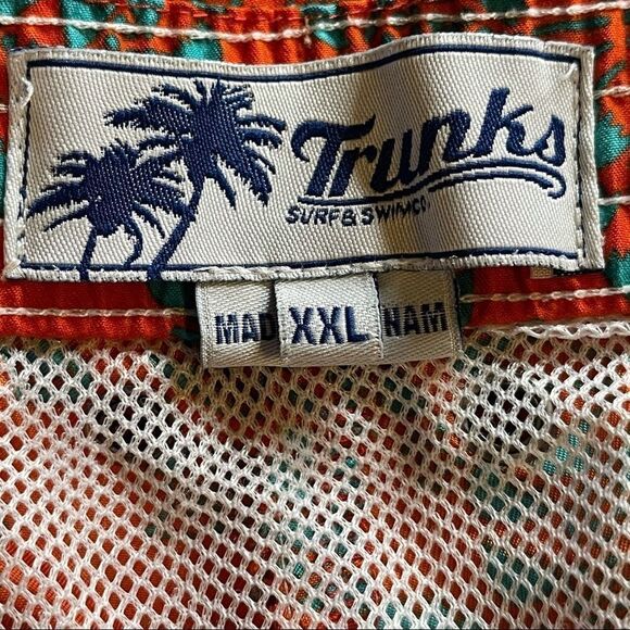 XXL Trunks Red-Teal-Rust Floral Pattern Swim Trunks‎ - Picture 2 of 5